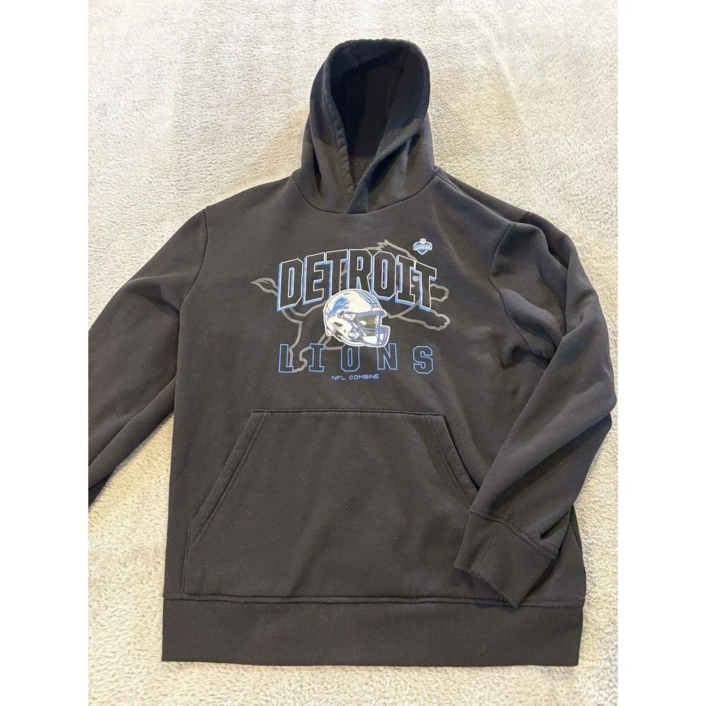 Detroit Lions SWEATSHIRT Hoodie BLACK Combine Training NFL Team Apparel Mens XL